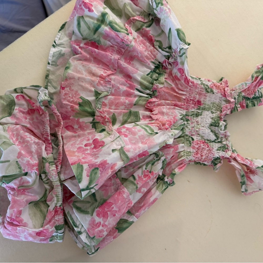 Hill House Pink and Green Ruffled Dress - exclusively for the Nantucket store